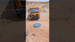 Cargo Truck & Old Garbage Truck - Crowd Barrier Bollard Crash #shorts #beamngdrive #bus