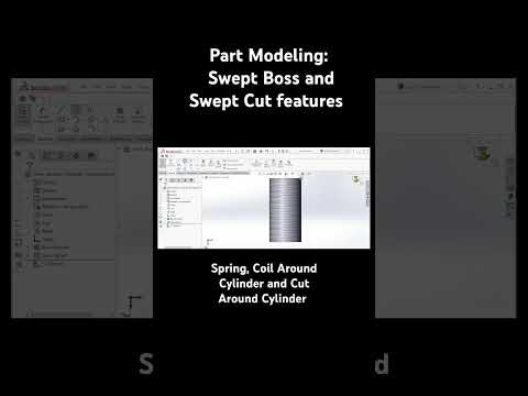 Part Modeling: Swept Boss and Swept Cut features. #solidworks #spring #cad #solidmodeling #tech #3d