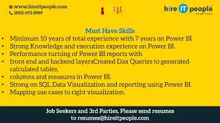 Business Intelligence - Visualization Jobs | MSBI (Power BI) Jobs | Issaquah, WA | Job ID: 34785 |