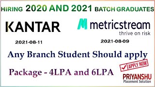 MetricStream and Kantar Hiring at 6LPA and 4LPA | Offcampus Hiring | offcampus  Hiring for 2020 2021