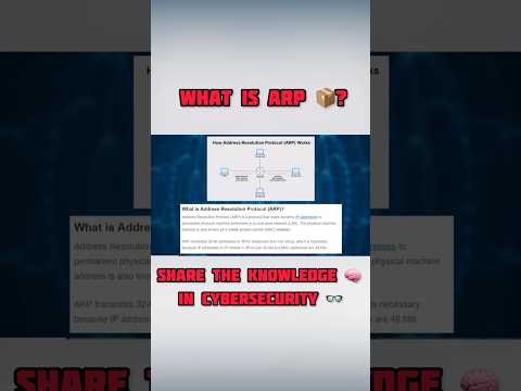 What is ARP ? | In cybersecurity explanation 🧠 #cybersecuritycompany #fyp #cybersecurity #fypage