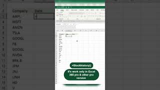 Find stock price in Excel with STOCKHISTORY() formula || excel easy tips 🔥#excel #shorts