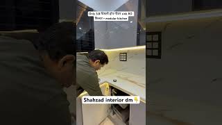 Only 3.8 chimney hob geyser sink RO filter + modular kitchen #3bhkflatindelhincr #kitchendesign #...