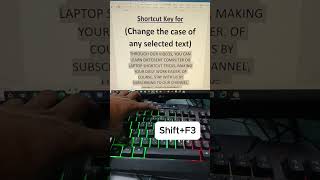 Computer shortcut key for uppercase lowercase sentence case change #tricks #uppercase #msoffice