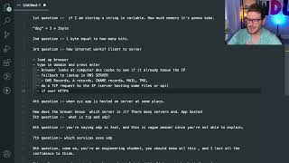 Trying to answer interview questions a subscriber was asked for junior full stack position