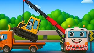 Help Broken Bulldozer Get Out of Flooded Road and Repair Water Pipe 🚧🚚 | Construction Animation