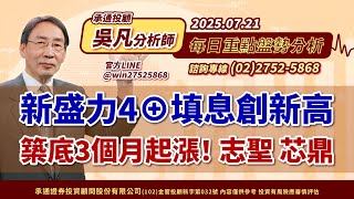 20250721 新盛力4⊕填息創新高 築底3個月起漲！志聖 芯鼎