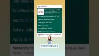 TCS Next Step Off Campus Drive 2021 #freshershunt #tcshiring #tcsnextstep #tcs #tcsnqt #tcsoffcampus