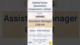 HIRING ALERT – Govt. CSR Job in ODISHA