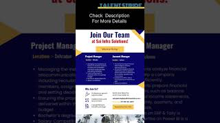 🚨 Job Alert 2024: Project Manager & Account Manager Openings at Sai Infra Solutions! Apply Now! 🚨