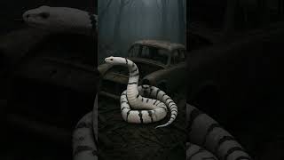White snake on an abandoned car in the middle of the forest. #aiarts #giantsnake #shorts