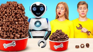 Big, Medium and Small Plate Challenge with Robot | Funny Food Hacks by Multi DO Challenge