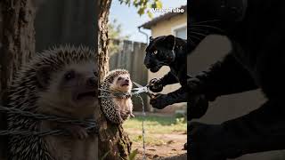 This hedgehog taught the orange cat a lesson.😂😂#shorts  #aistory #cat