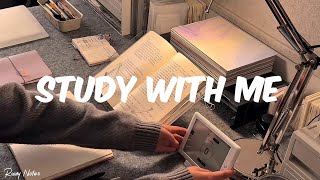 1-Hour Study with Me / Coffee Shop Ambience & Light Rain Piano