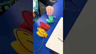 Lighting up learning with name lights! 💡🌟 My friend is counting the letters in his name and matching