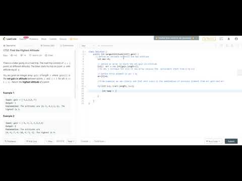 leetcode 1732 |  find the highest altitude | easy category