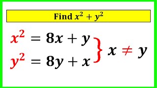 🔴Chinese Math Olympiad | A Nice Algebra Math Simplification | Find x^2 + y^2