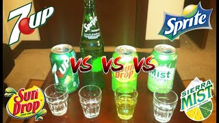 7 Up VS Sprite VS Sun Drop VS Sierra Mist Review | Battle Of The Lemon Lime Sodas!