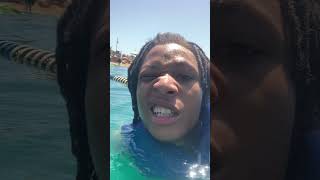 Fugitive beach jumping off da cliff😅 #waterpark #summerfun #swimming #viral #shorts