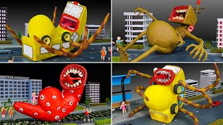 Making PREGNANT TRAIN EATER vs BUS EATER vs CAR EATER vs MEGAHORN with clay