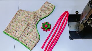 Blouse designs || cutting and stitching back neck blouse design || #madhurafashionkatta