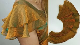 Double Layer Bell Sleeves सीखे आसानी से। Short umbrella Baju Designs Cutting And Stitching Gauri R.