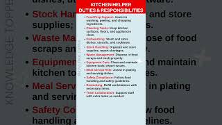 Kitchen Helper Duties and Responsibilities | Kitchen Helper Work