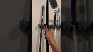 Basics Rectangular Heavy Duty, Wall Mount Storage Broom, Mop Holder or Tool Organizer with Ho