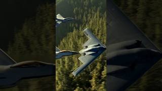 B-2 Stealth Bomber Escorted by Fighter Jet Convoy #b2spirit #b2bomber #stealthjet #bomber #shorts