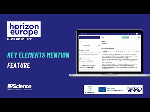 Horizon Europe Grant Writing Tool - Feature demo - Key Elements Mentions to Ensure Consistency