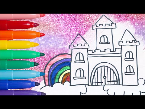How to Draw and easy Rainbow Castle:Step By Step learn the Letter C in Spanish and more!