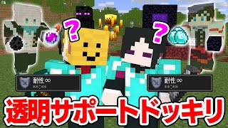 【ドッキリ😜】初心者のエンドラ討伐、透明で超サポートしてもバレない説ｗｗｗｗ【マインクラフト・マイクラ実況】