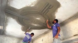 Creative Ceiling Border_Techniques of Living Hall Ceiling Elevation Design Accurate Plastering