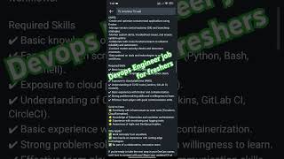 Devops Engineer job opportunity for freshers #devopsjobs #dailyjobupdates #devopsengineer #itjobs