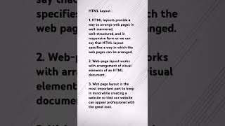 HTML Layout.. #java #programming#corejava #viralvideo#viralshorts #youtubeshorts #html #interview