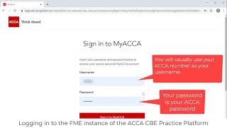 ACCA CBE practice platform: Student login process