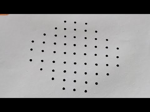 9×3×3 straight line dots rangoli || 9×3×3 chukkala muggu