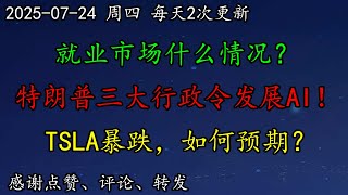 美股 空头又来了吗？就业市场什么情况？特朗普三大行政令发展AI！TSLA暴跌，如何预期？NVDA多头非常强势！AMSL如何调整思路？BTC、CRWV、CRCL、AAPL、NVDA、TSLA、ASML