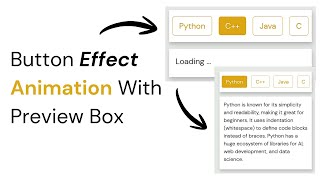 Button Effect Animation In CSS And JavaScript | Design Preview Box | JavaScript Button Effect