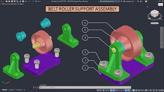 Belt Roller Support Assembly in AutoCAD