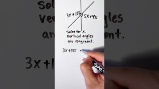 Using vertical angles to solve for x #maths #geometry #angle #math #8th #algebra