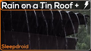 ► Hard Rain on a Tin Roof with DISTANT Thunder ~ Metal Roof Sounds for Sleeping (Lluvia), Zinc Roof