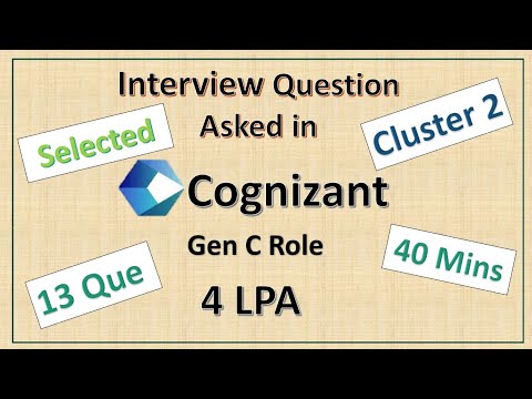 Cognizant Gen C Interview | Cluster 2 | 13 Questions | 40 Mins | Real Interview Experience