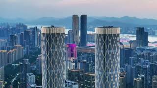 杭州钱江世纪城再添新地标，瑰郦中心双子塔，独特的外观设计，为城市增加立体感#杭州托尼洛兰博基尼酒店 #地标建筑 #航拍 #瑰郦中心