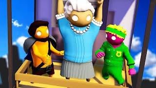 Saving Granny from Broken Elevator - Gang Beasts (Funny Moments)