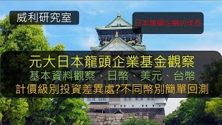 S17EP26|元大日本龍頭企業基金觀察，基本資料觀察、日幣、美元、台幣計價級別投資差異處?不同幣別簡單回測。日本龍頭企業的成長