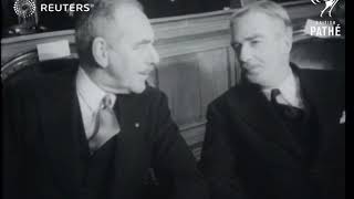 Anthony Eden speaks at NATO meeting in Lisbon (1952)