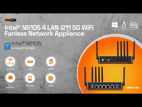 Intel® N5105 4 LAN 5G CPE Fanless Network Appliance SD-WAN Security Gateway | PICO PC® MNHO-096