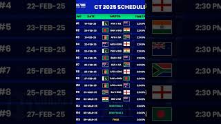 Icc champions trophy 2025 time table #short video