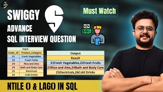 SQL Interview Question and Answers | SWIGGY SQL QUESTION | NTILE() IN SQL | Deepankar Pathak